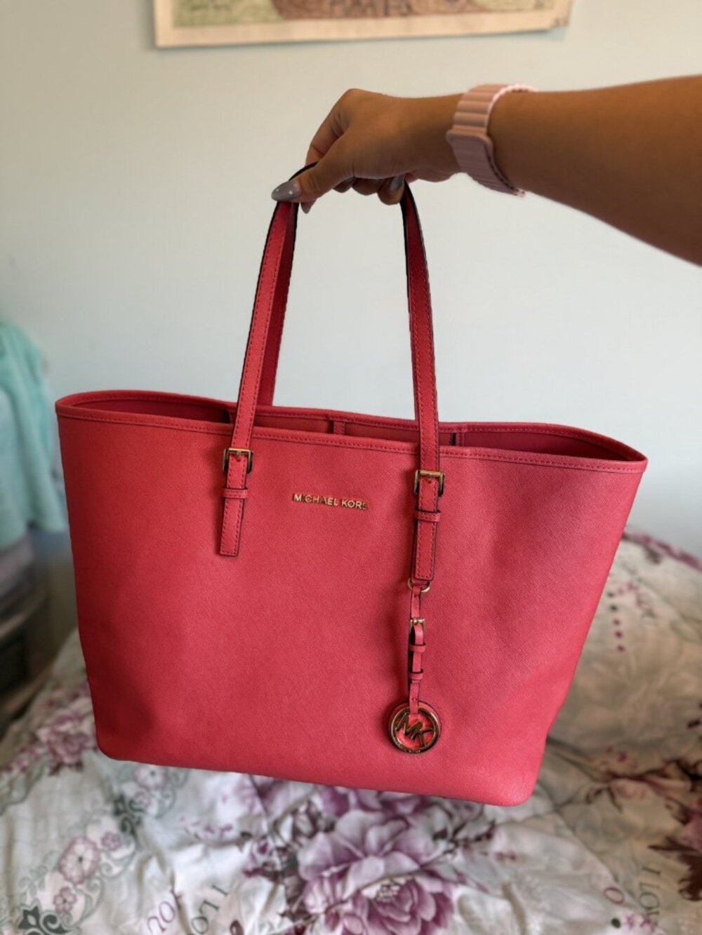 Michael Kors Jet Set Travel Large Saffiano Leather Tote Bag